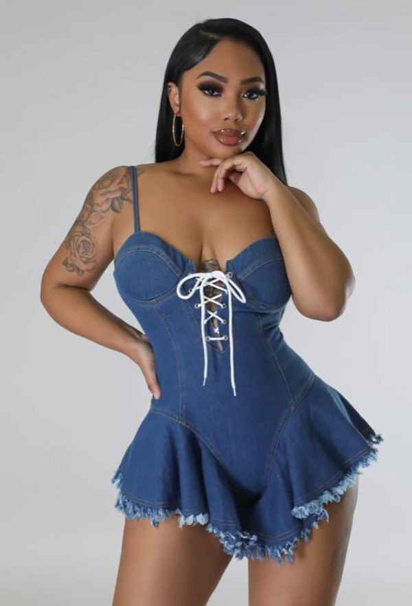 Hot & Delicious Lace Denim Romper