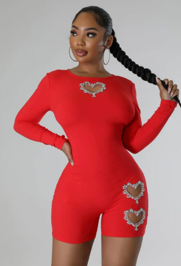 Hearts on valentines Day Romper