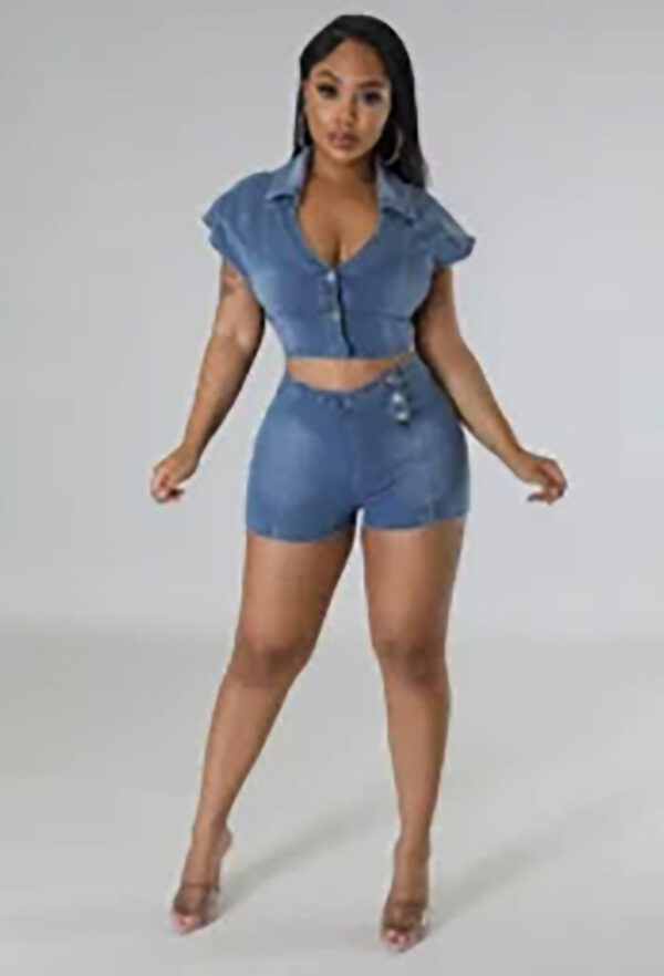 In the Cut Denim Romper
