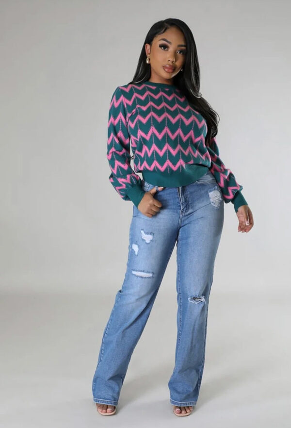 Hottie Zigzag Pattern Sweater