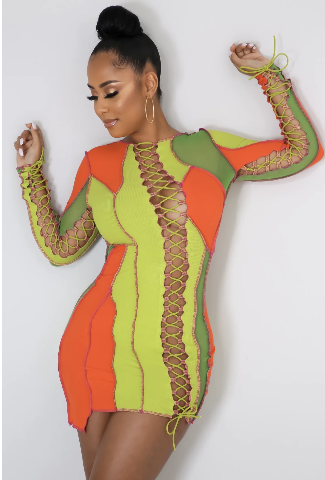 Laced & Lit Colorblock Mini Dress