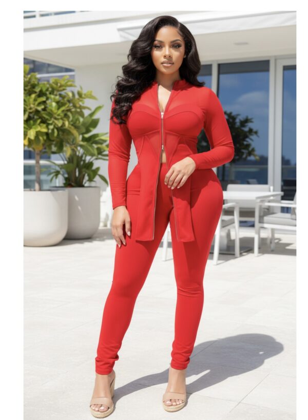 Red Satin Wrap Blouse