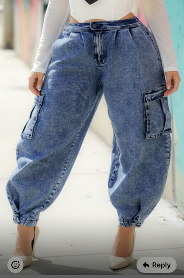 Urban Edge Acid Wash Baggy Cargo Jeans