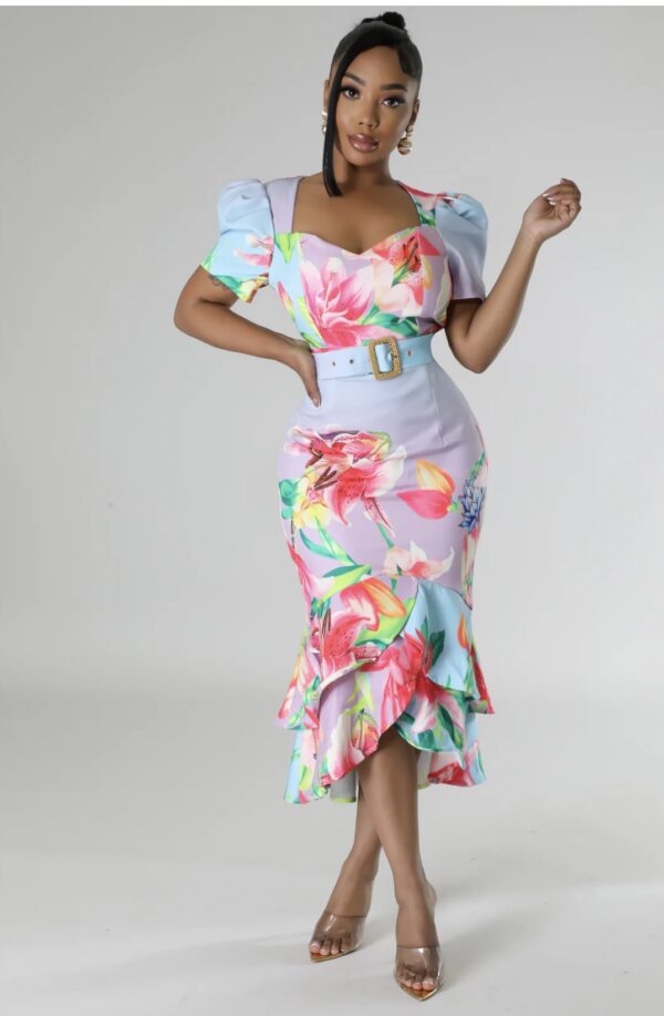 Secret Garden Puff-Sleeve Mermaid Dress