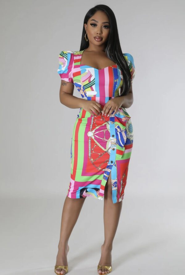 Mosaic Muse Colorful Scarf Print Midi